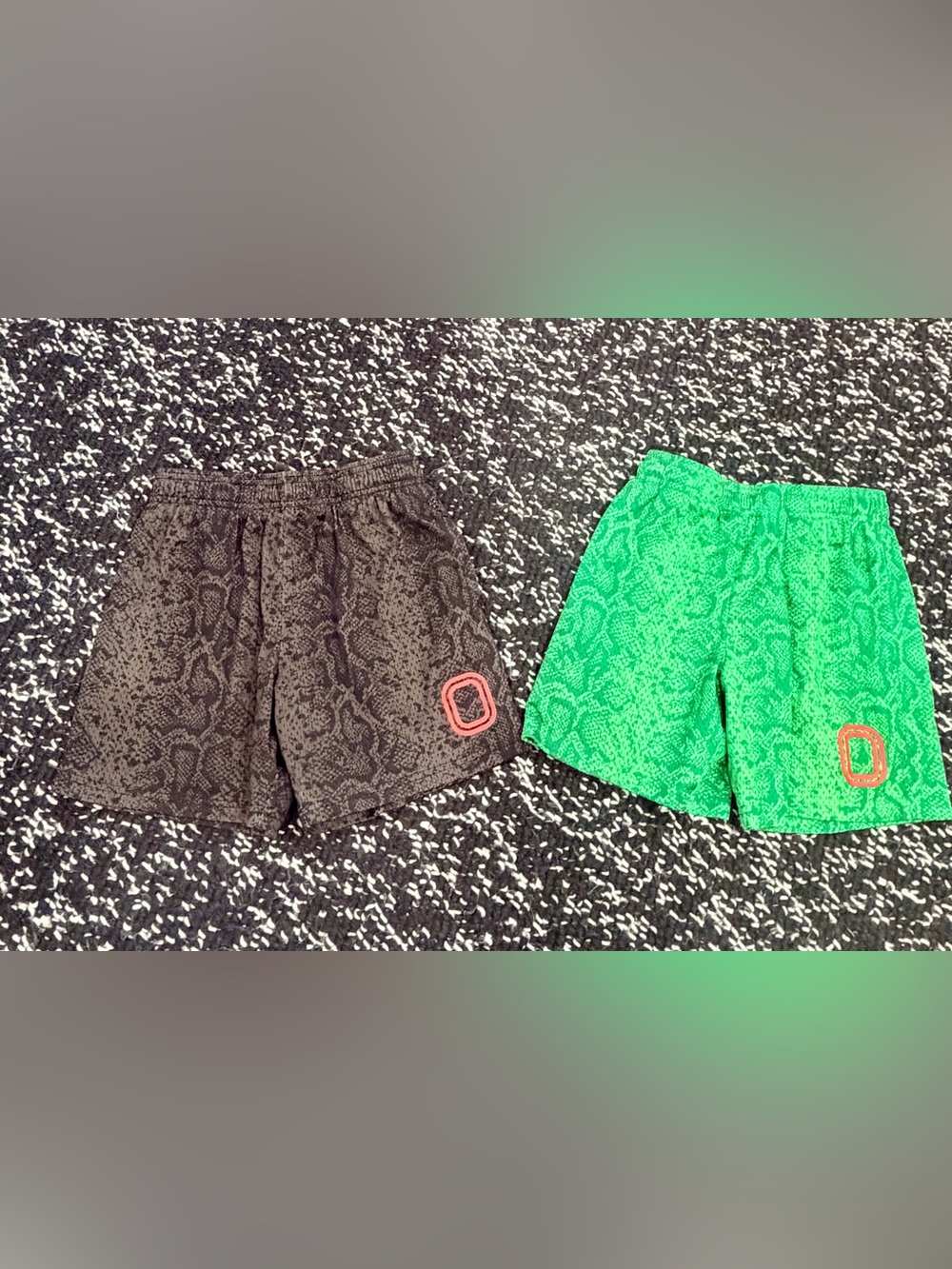 Kids Overtime Snake-Print Active Shorts - Green and Charcoal/black
